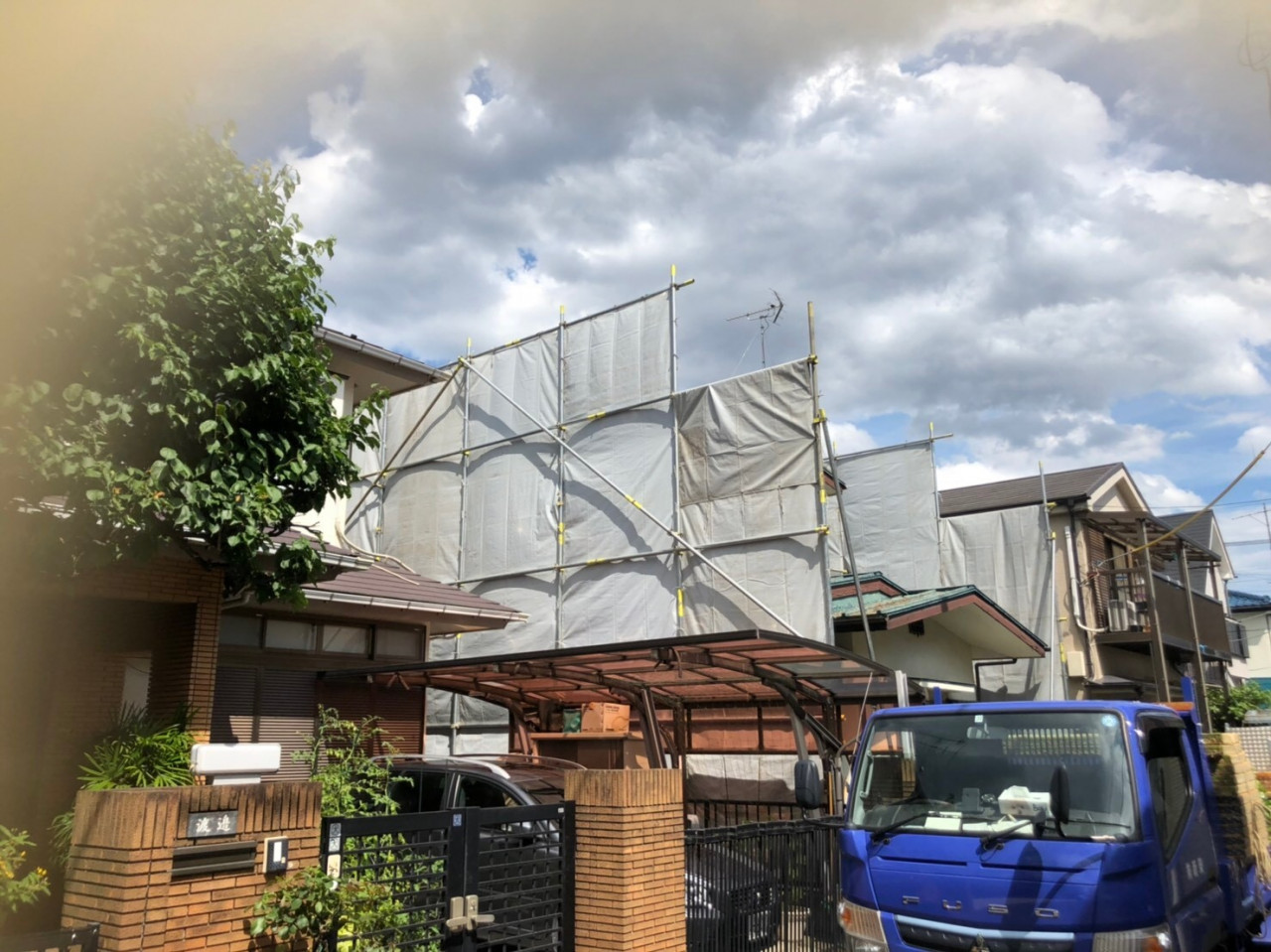 相模原市の解体工事現場で解体養生足場仮設工事を行いました。